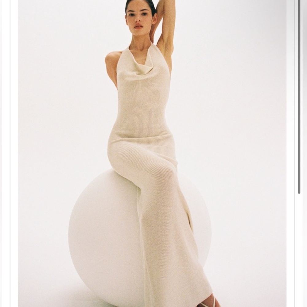 Aya Muse Kala Cream Halter Maxi Dress - Picture 2 of 5